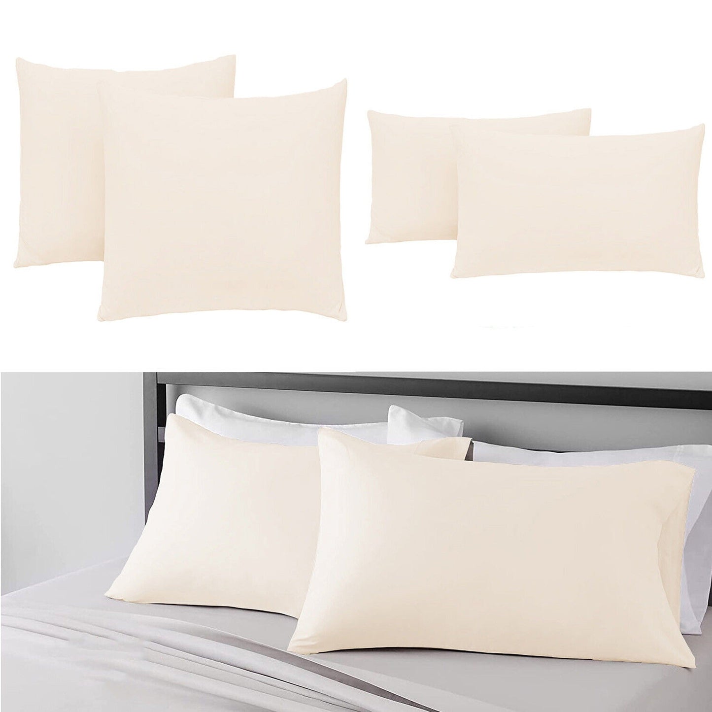 Cream 2 Pack Standard European Queen King Pillow Cases