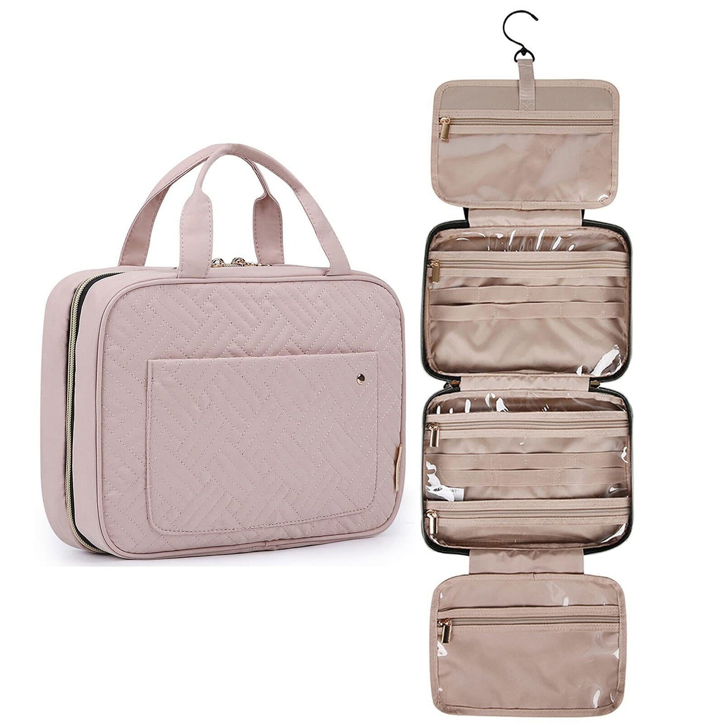 Large Travel Toiletry Organizer with Hanging Hook Cosmetic Makeup Bag