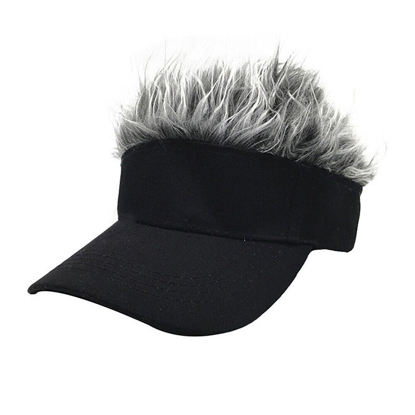 Baseball Cap with Wig Attached Sun Visor and Fun Hair for Men