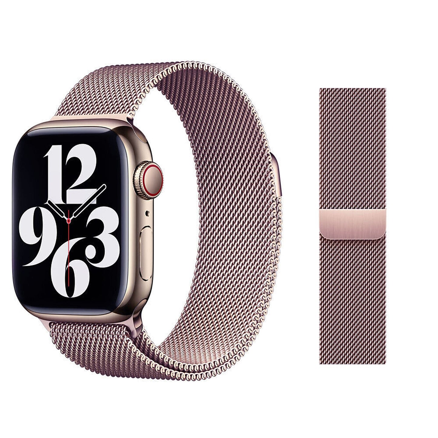 Rose Pink Magnetic Stainless Steel Strap For Watch iWatch Band Series 9 8 7 SE 6 5 4