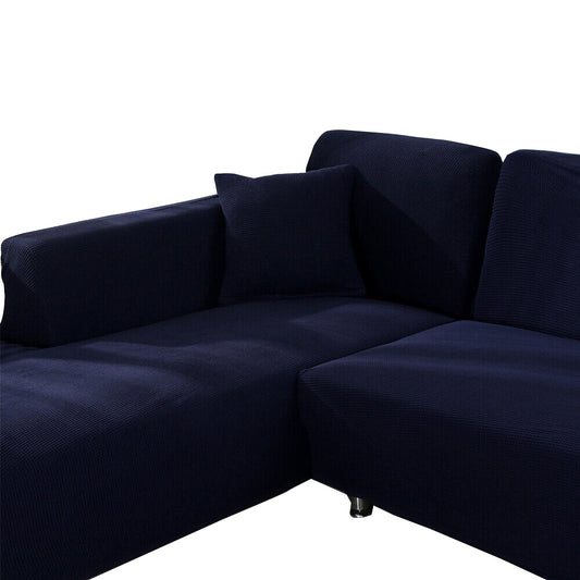 Navy Super Stretch Sofa Cover Lounge Soft Thick Seater Slipcover