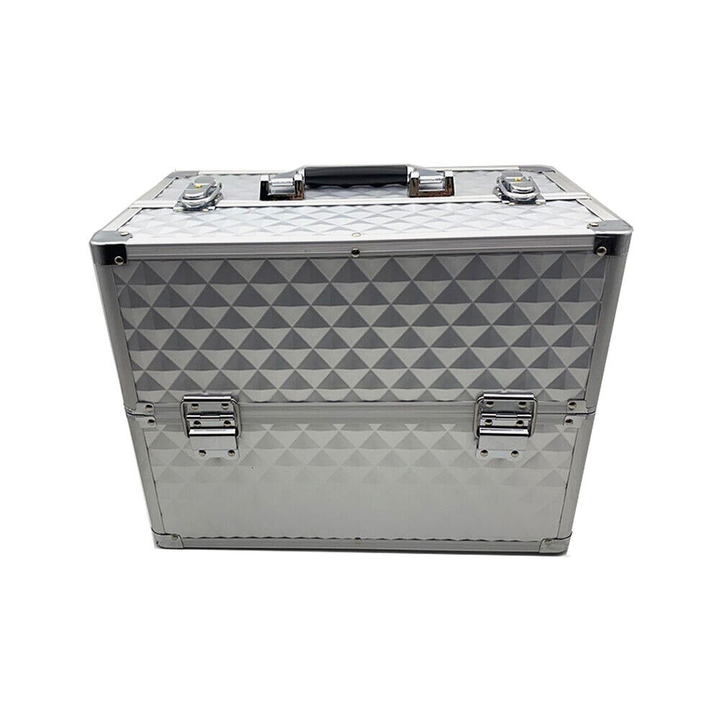 Portable Diamond Pattern Beauty Makeup Cosmetic Case with Carry Strap