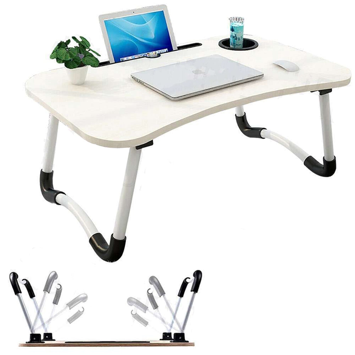 Adjustable Laptop Stand Portable Desk for Bed with Cup Holder