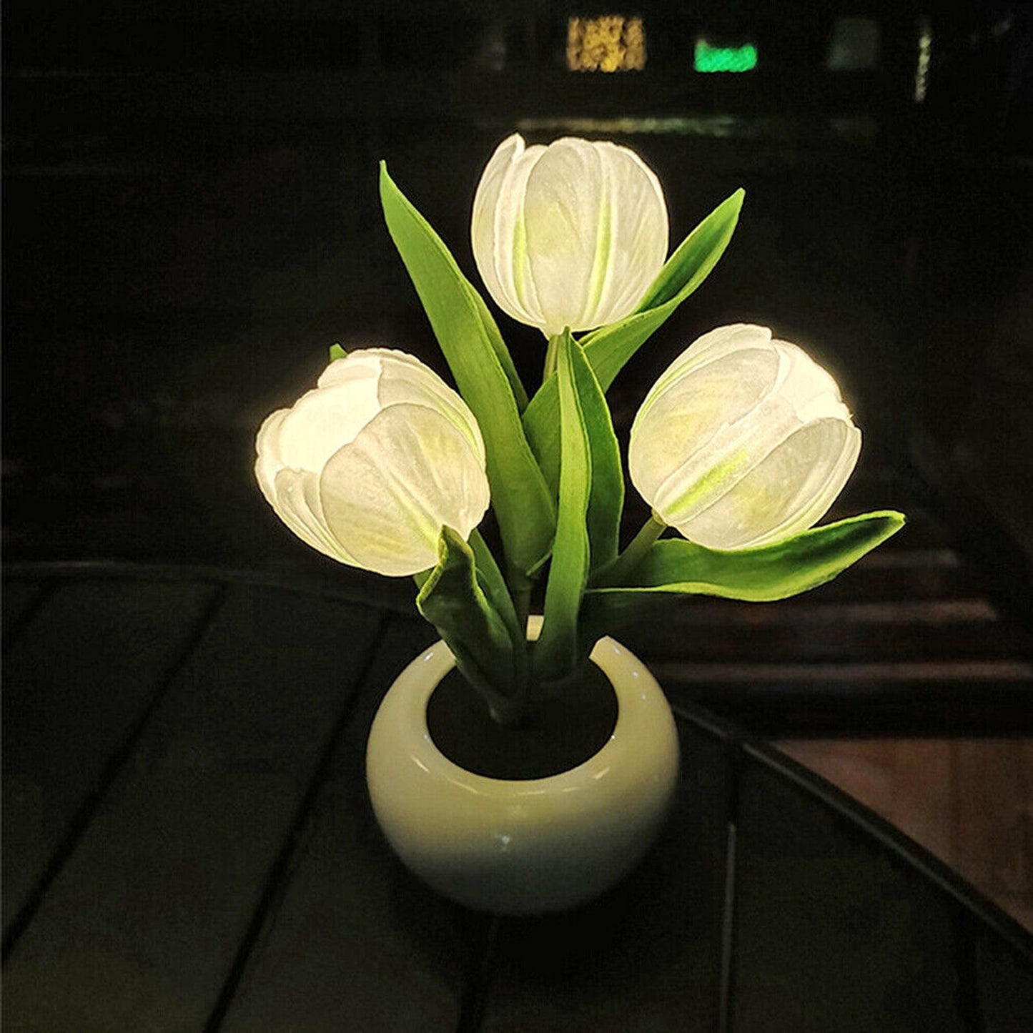 Tulip Flower Night Light Potted Plant Table Lamp