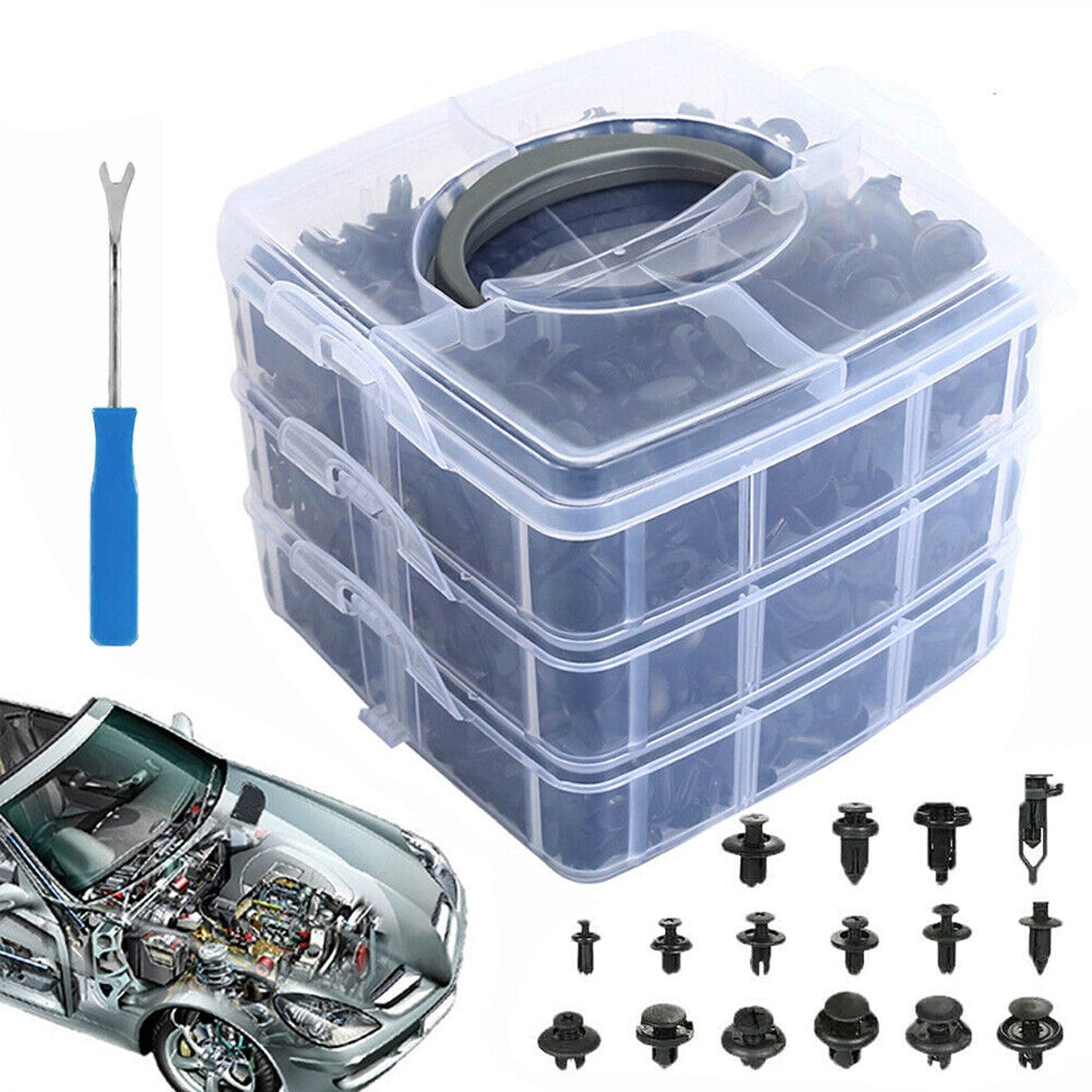 626pcs Auto Panel Bumper Plastic Fastener Retainer Car Trim Body Clips Kit Rivets