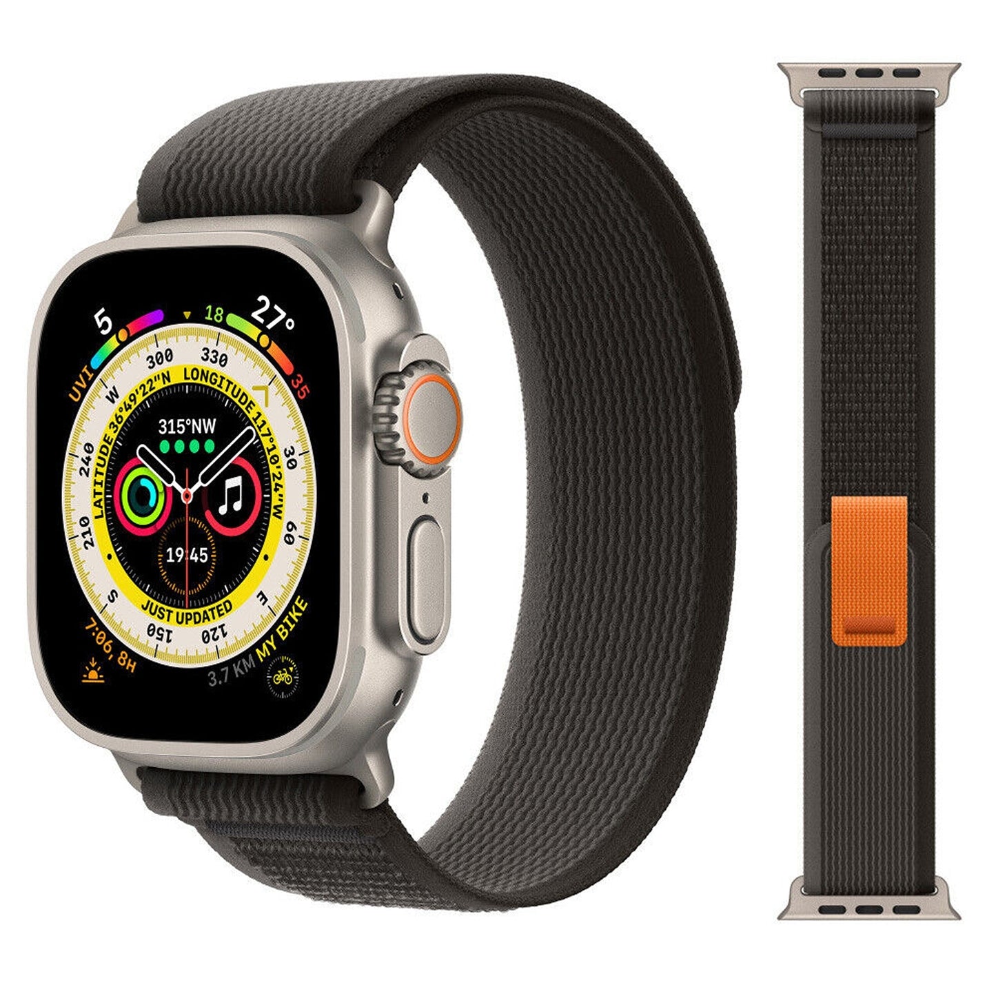 Black Grey Trail Loop Band Strap For Watch Band Strap IWatch Series SE 9 8 7 6 5 40 41 44 45 Ultra