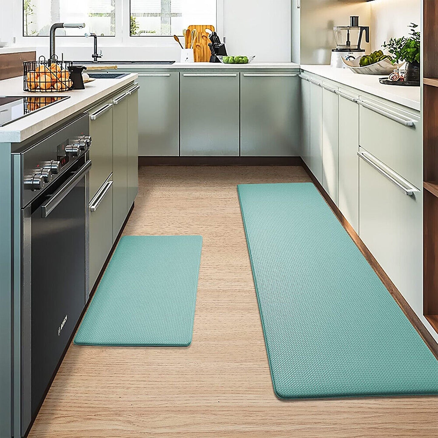Green Anti-Oil Waterproof Kitchen Door Mat Non-Slip Floor Rug Carpet