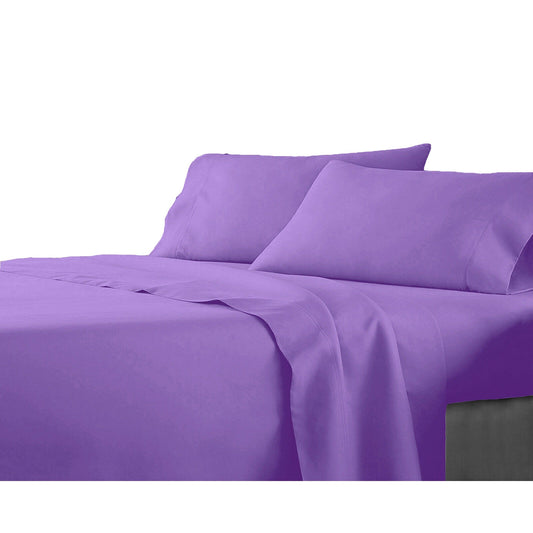 Purple Flat Fitted Sheet Set Bed Single KS Double Queen King