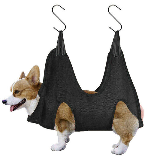 Black Pet Grooming Hammock Sling Nail Trimming and Bathing Bag
