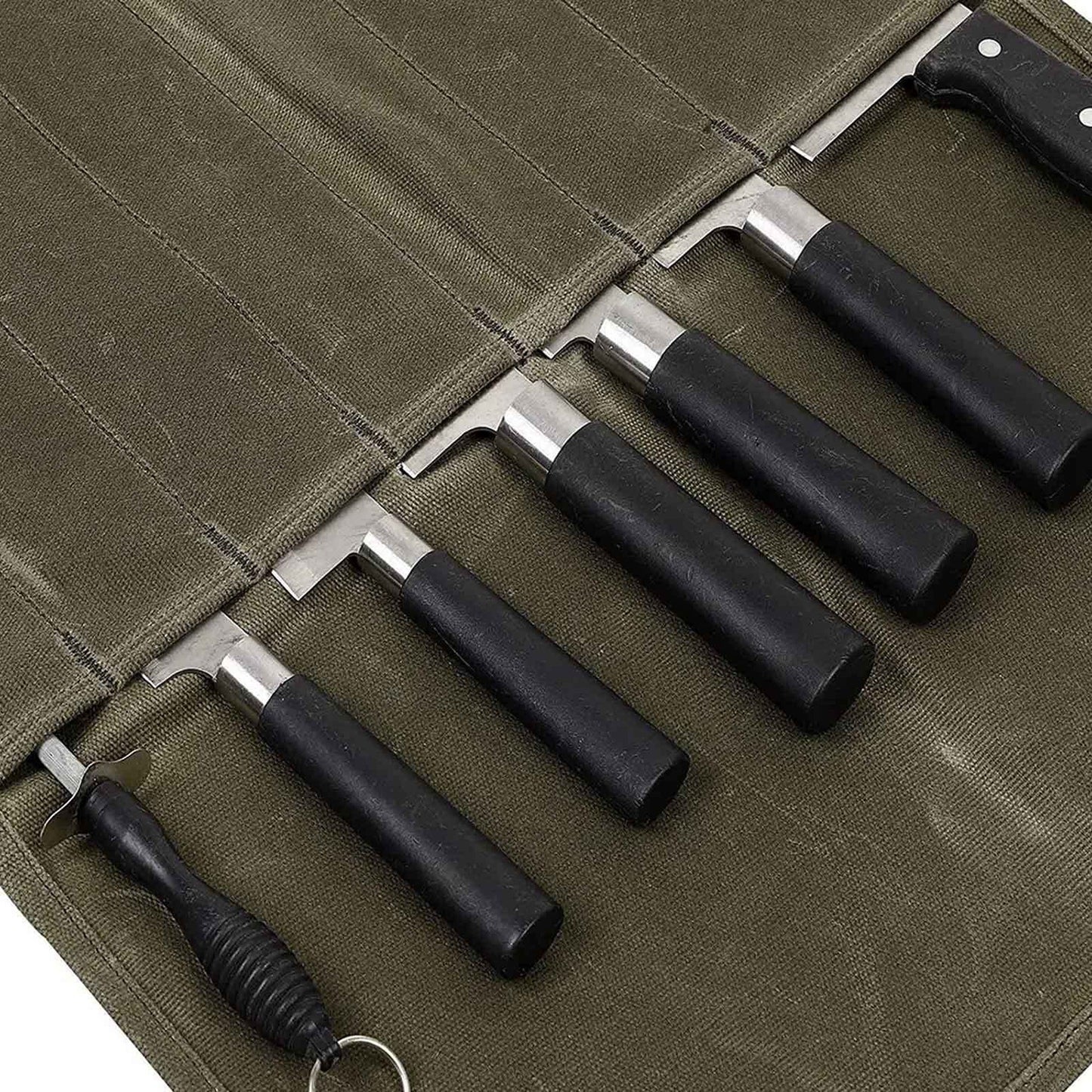 Waxed Canvas Chef Knife Roll Bag 7 Slot Storage Case