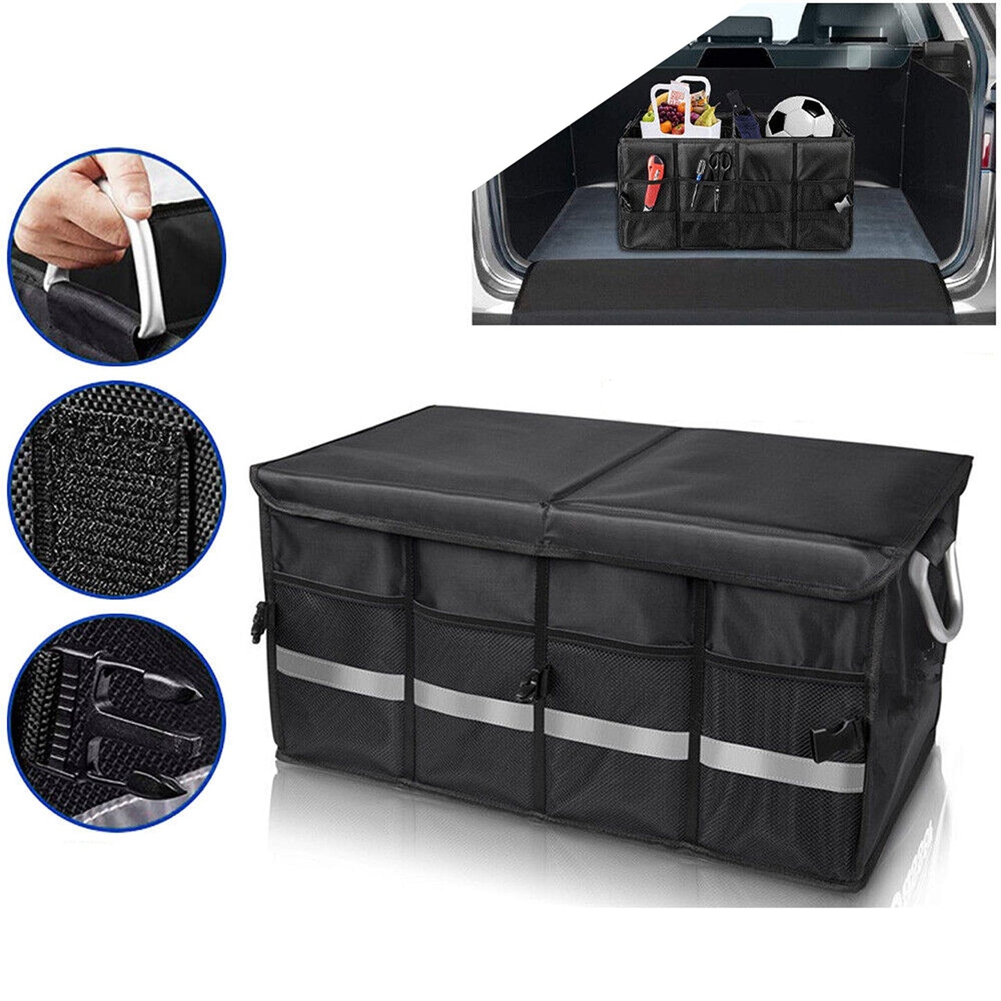 55L Large Trunk Bag Pocket Car Organiser Boot Partition