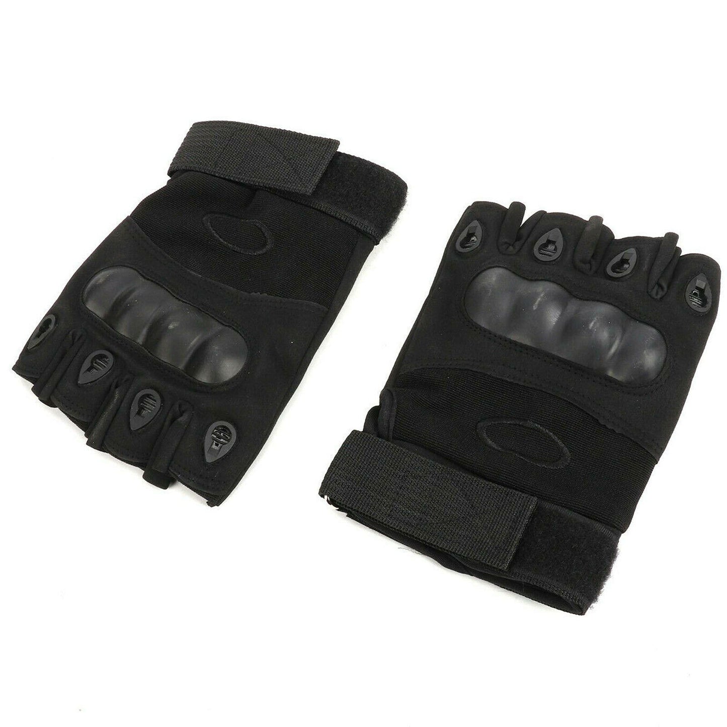 Black Tactical Fingerless Sport Gloves Leather Motorcycle Combat Outdoor