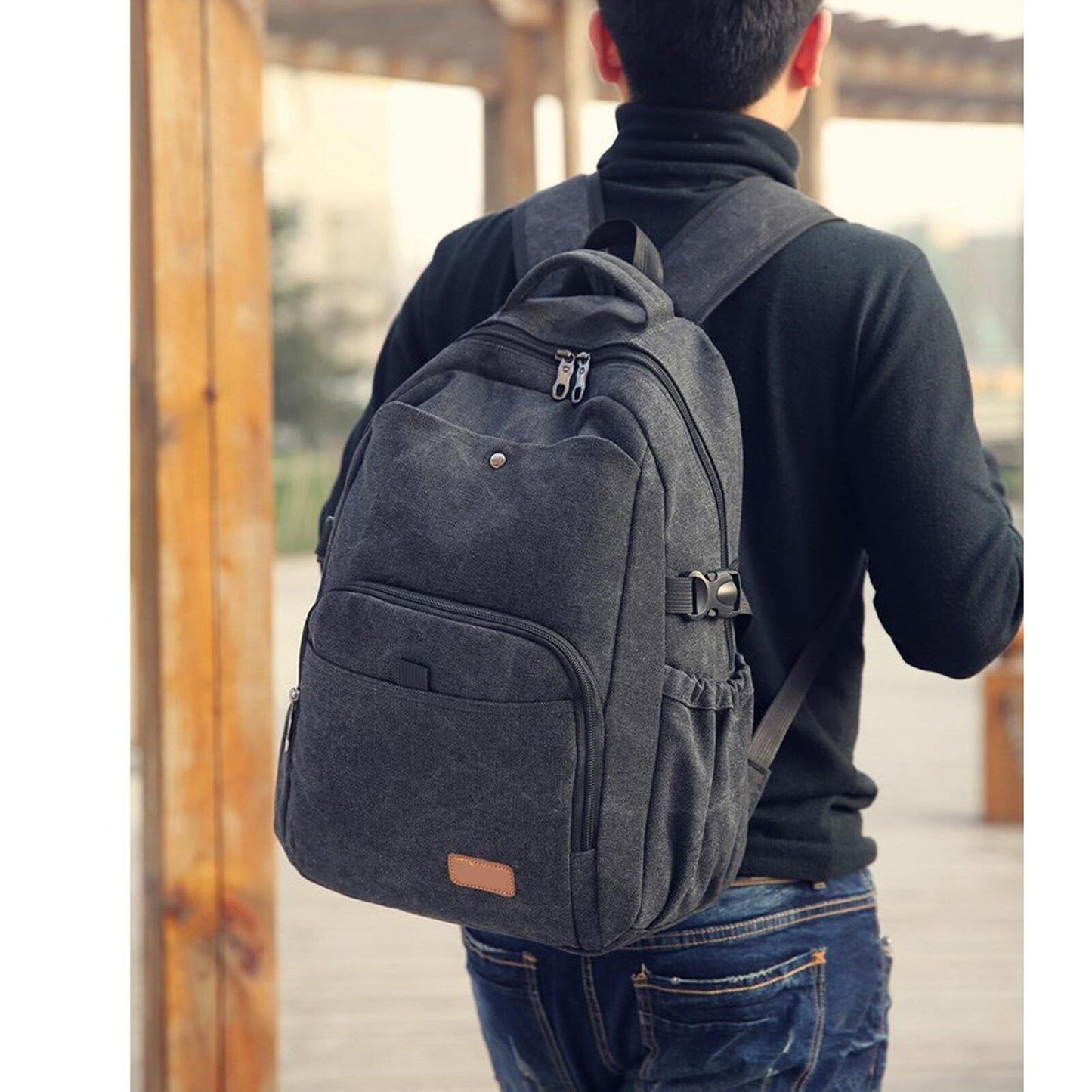 Large Canvas Backpack for Laptops School Travel Bag for Men and Women