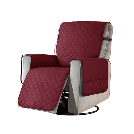 Wine Red Recliner Sofa Chair Cover with Non Slip Strap Pet Couch Protector Slipcover