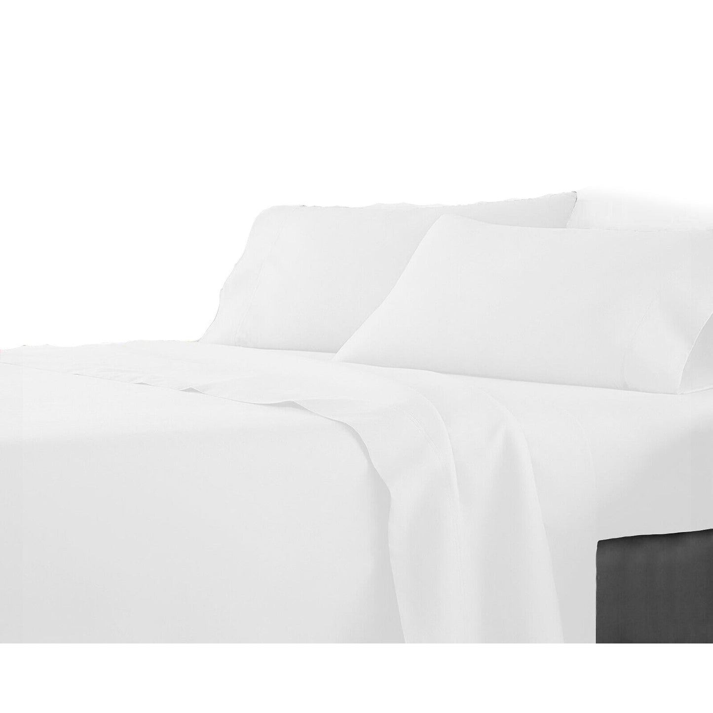 White Flat Fitted Sheet Set Bed Single KS Double Queen King