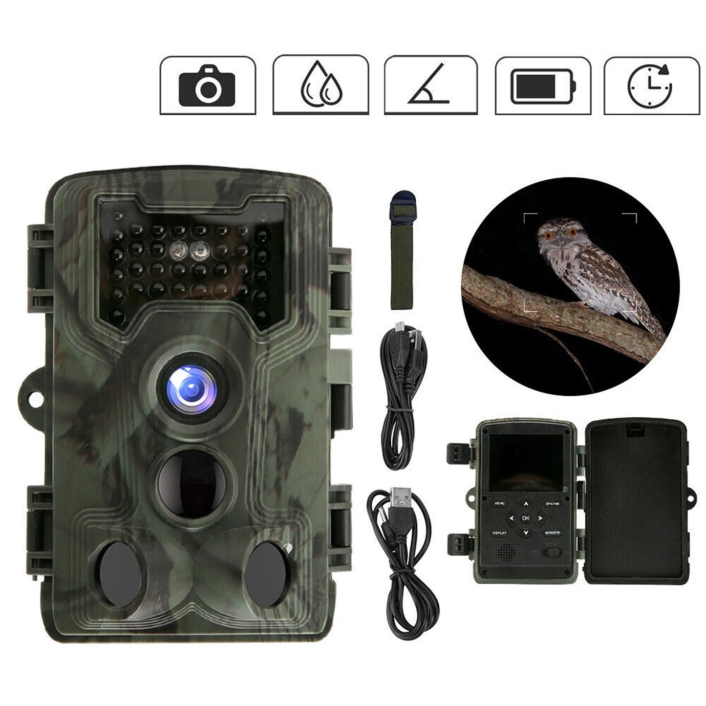 Trail Camera with 36MP Resolution and 1080P Night Vision