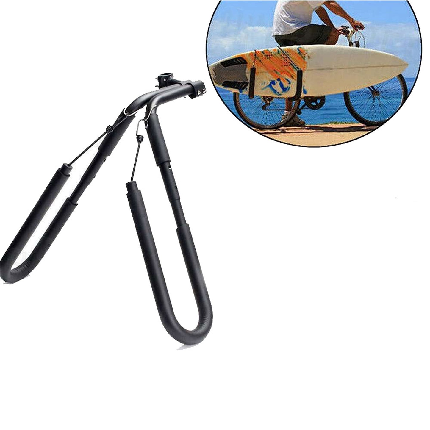 Surfboard Bicycle Carrier Side Mounted Rack for Longboard and Kiteboard - 20kg
