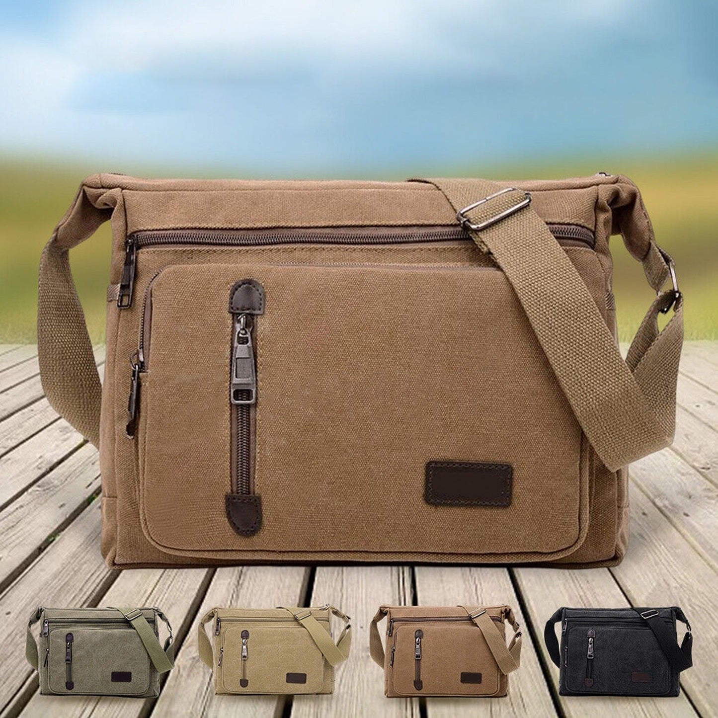 Men Canvas Messenger Bag Retro Shoulder Crossbody Satchel Travel