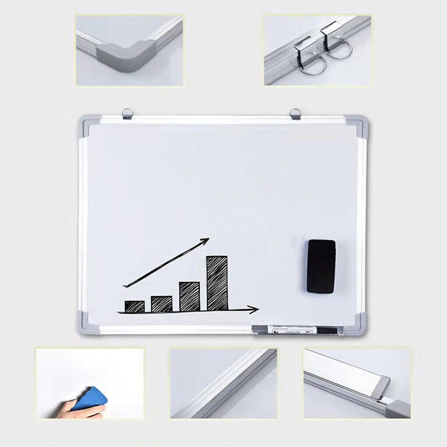 Magnetic Whiteboard for Home and Office Eraser Marker Button 4 Sizes