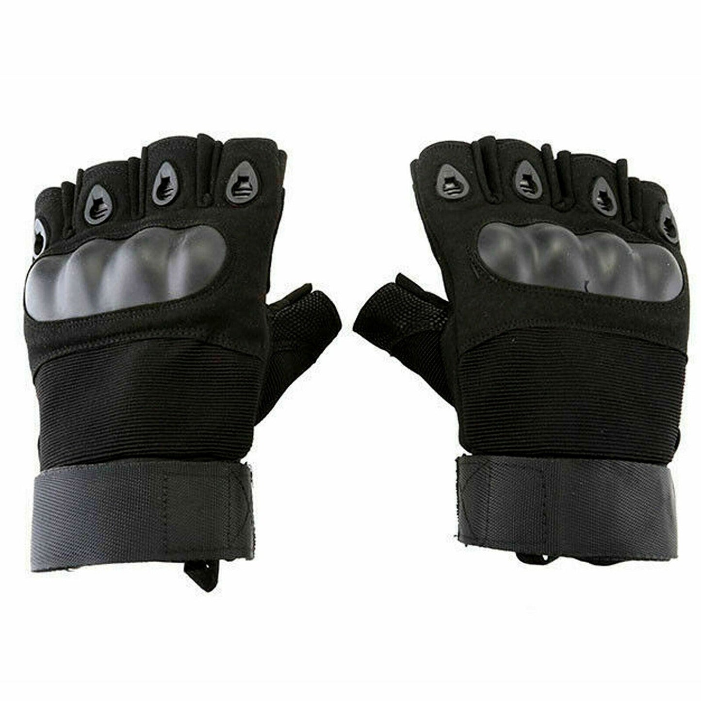 Black Tactical Fingerless Sport Gloves Leather Motorcycle Combat Outdoor
