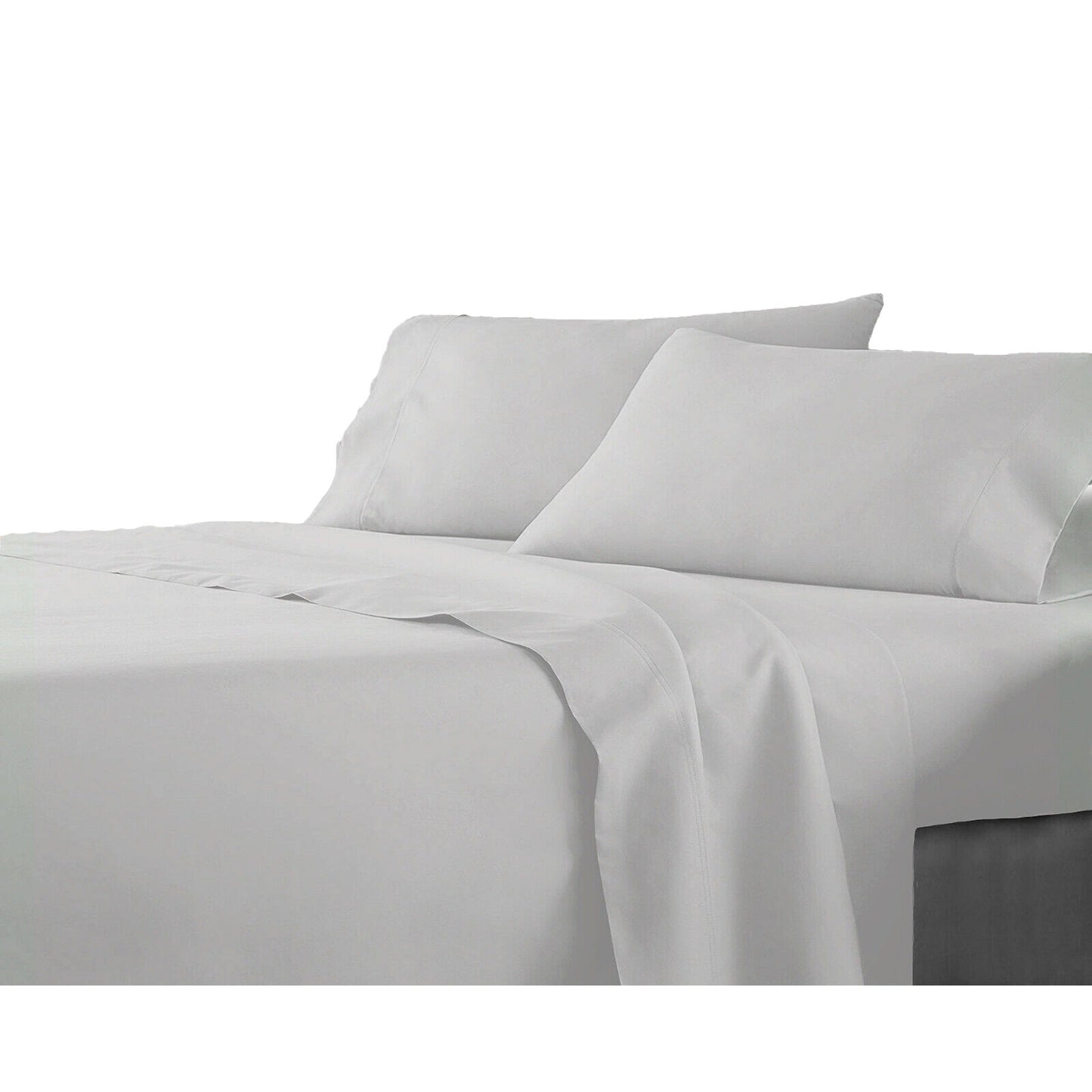 Light Gray Flat Fitted Sheet Set Bed Single KS Double Queen King