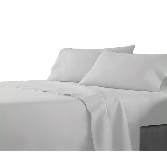 Light Gray Flat Fitted Sheet Set Bed Single KS Double Queen King