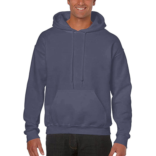 Navy Men Fleece Hooded Sweatshirt Gym Pullover Jumper