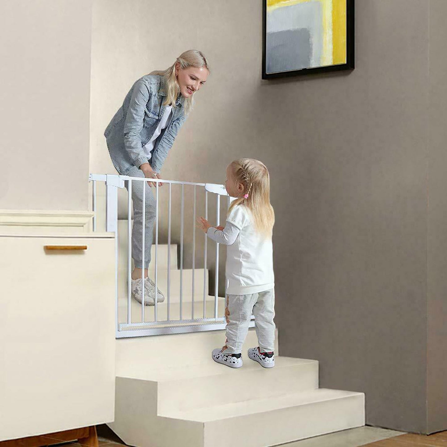 Wide Baby and Pet Room Divider Safety Barrier Gate with Adjustable Length