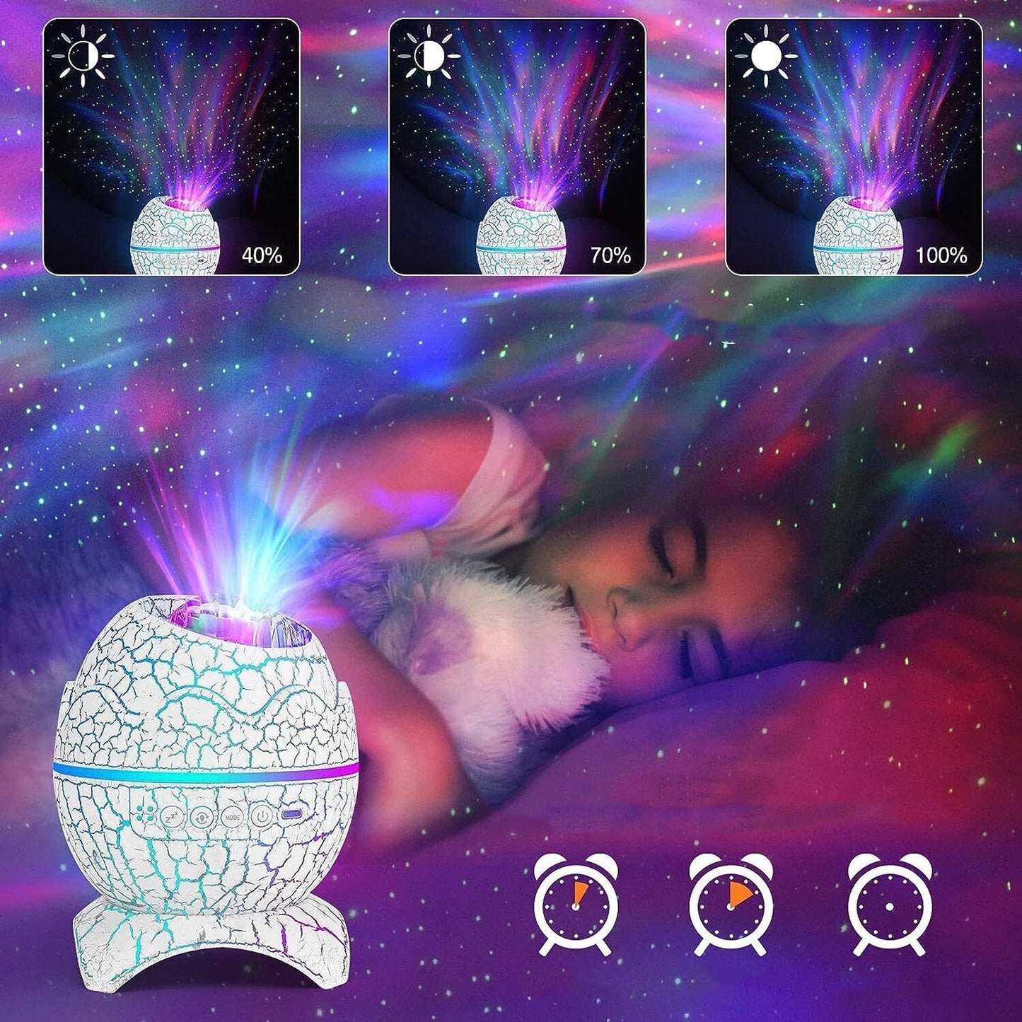 Dinosaur Egg Wireless Galaxy Star Projector with Music Player
