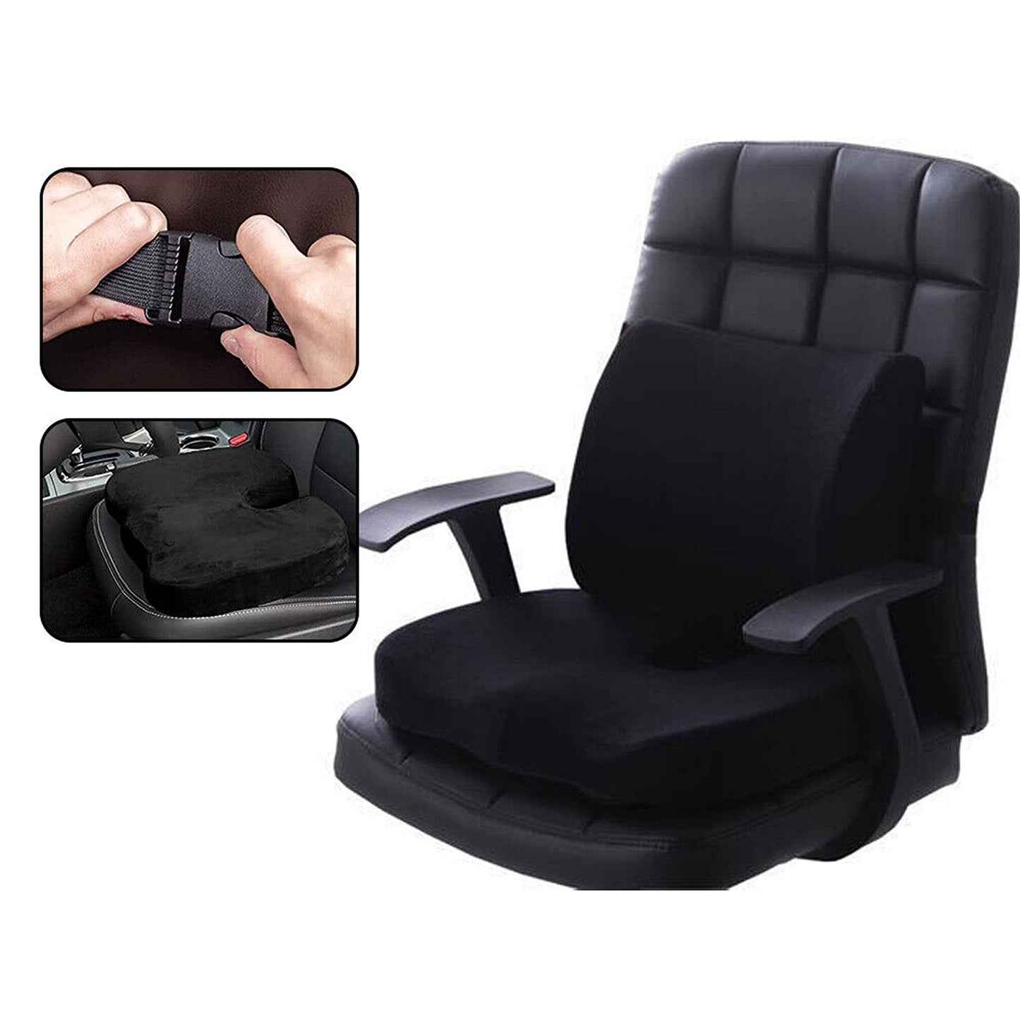 Orthopedic Lumbar Support Memory Foam Seat Cushion for Back Pain