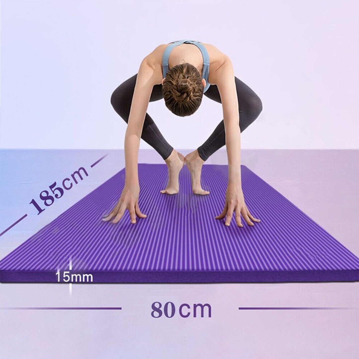 Thick NBR Nonslip Yoga Mat Fitness Pilate Sports Dance Pad 15MM