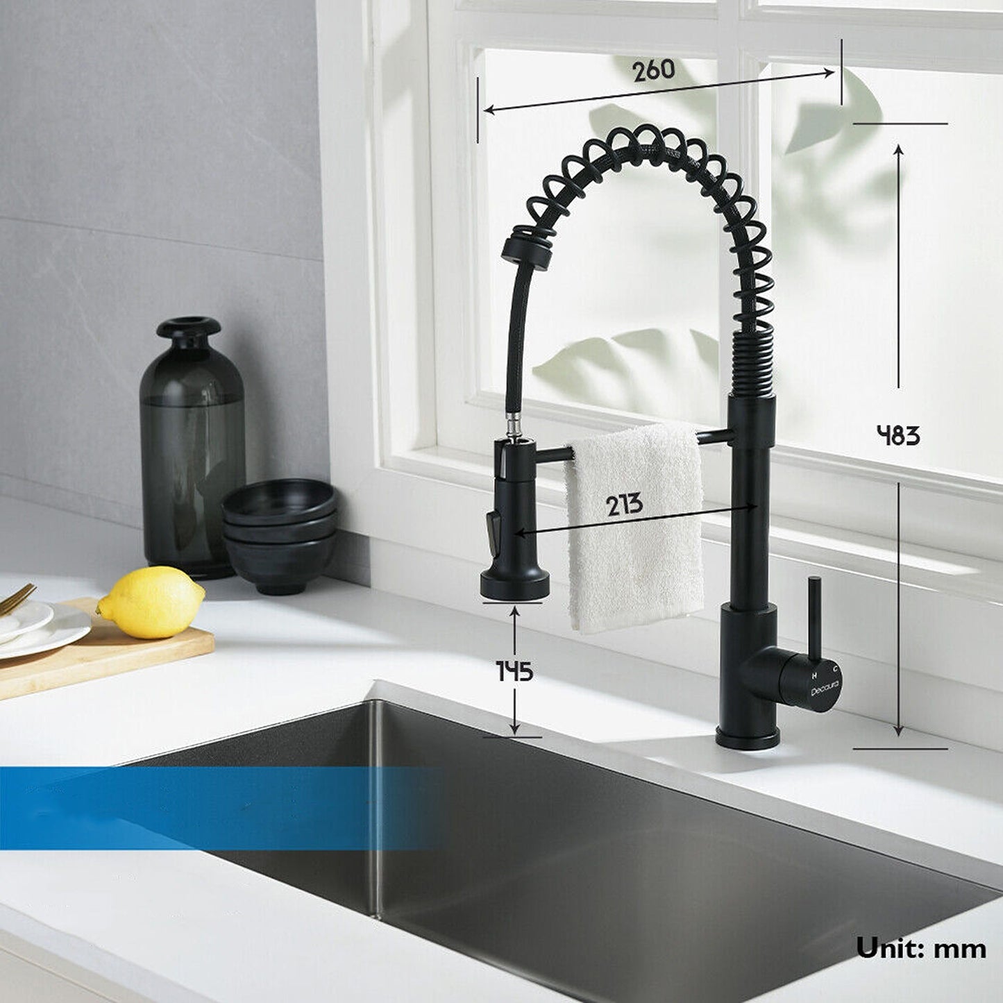 360 Degree Swivel Spout Solid Brass Kitchen Mixer Tap Sink Pull-Out Faucet