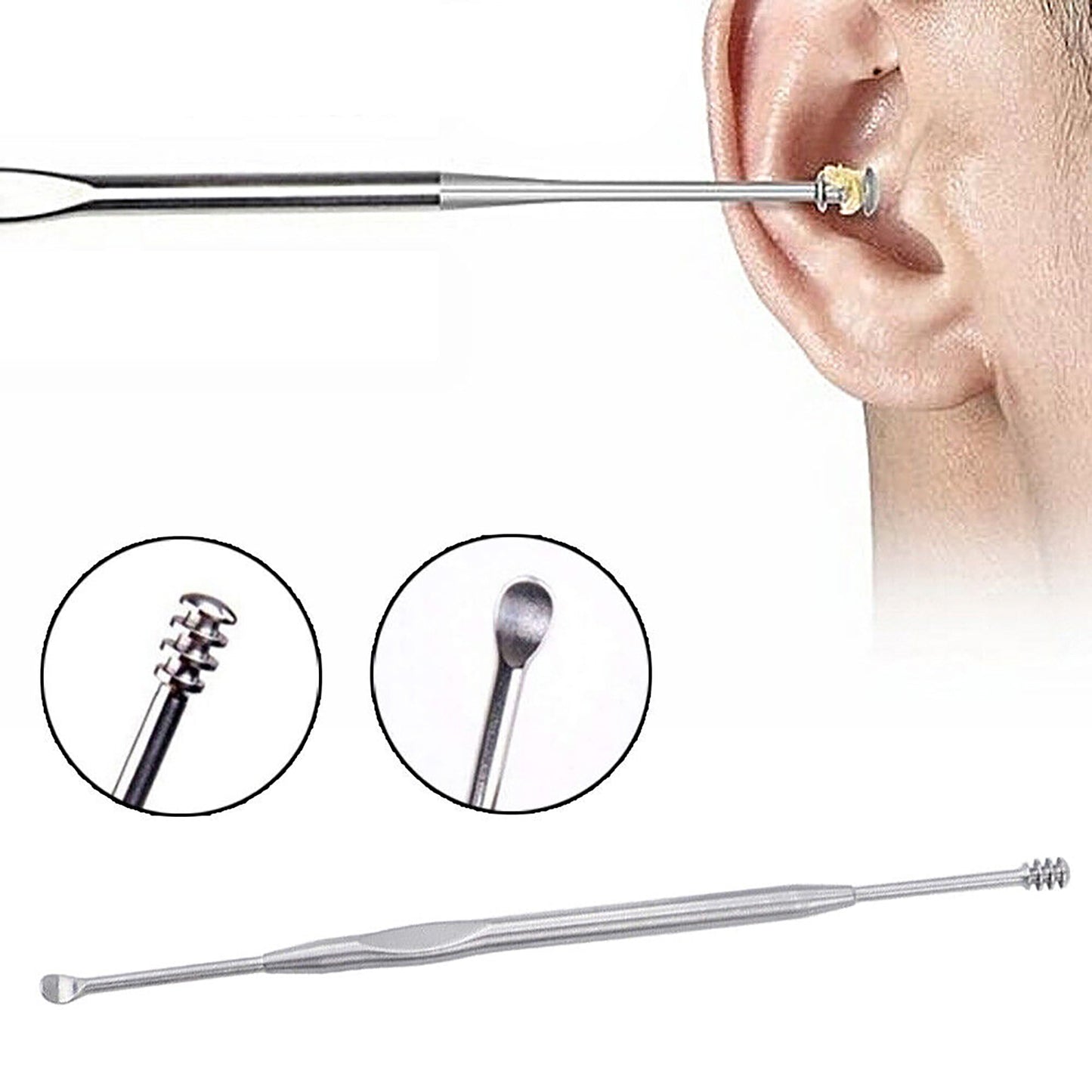 Double-Ended Stainless Steel Ear Pick Earwax Removal Cleaning Tool