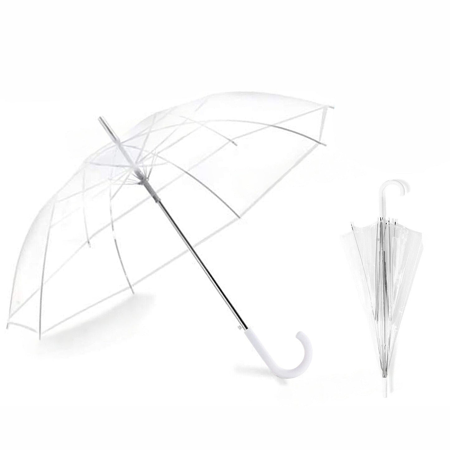 Transparent Dome Umbrella with Clear Handle Semi-Automatic Waterproof