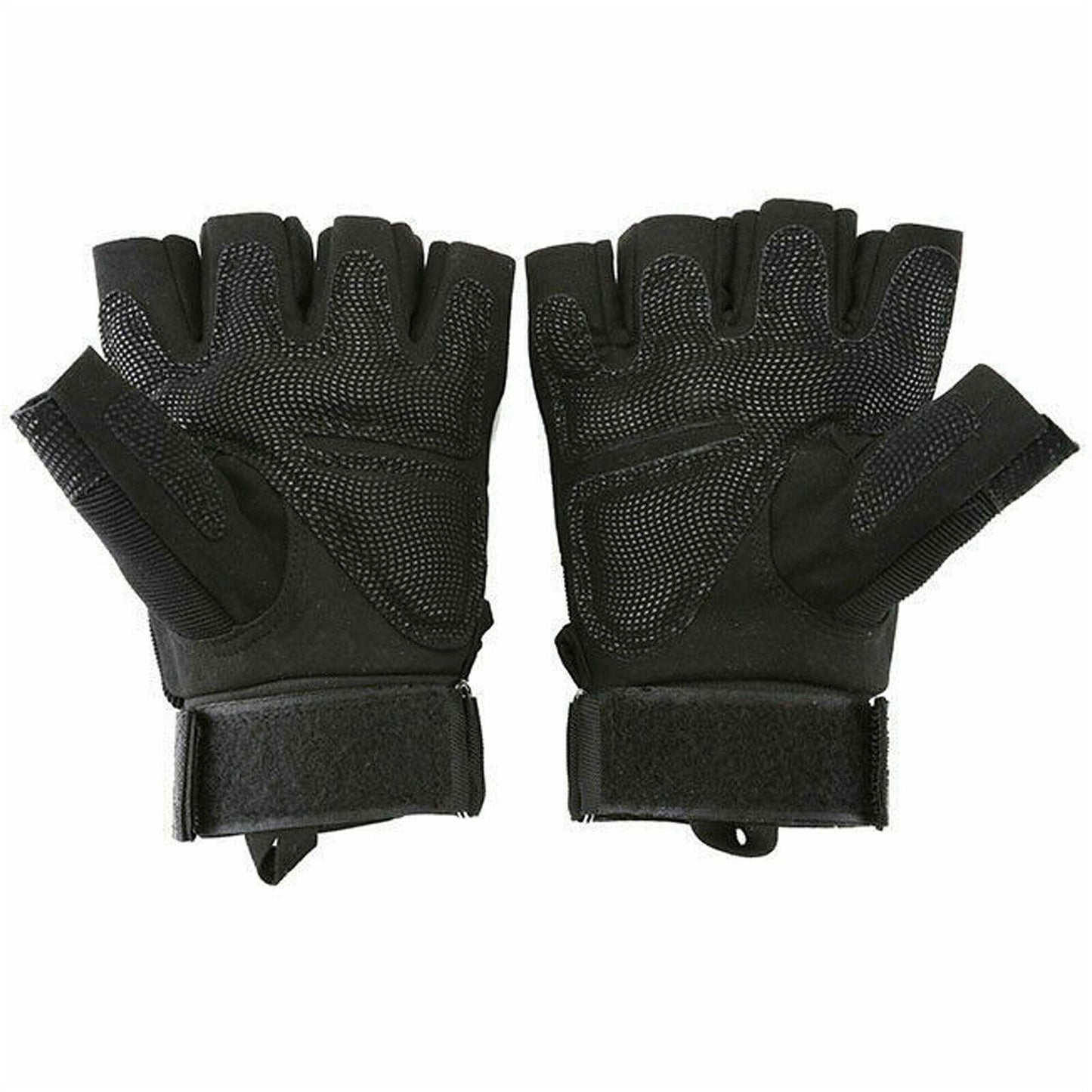 Black Tactical Fingerless Sport Gloves Leather Motorcycle Combat Outdoor