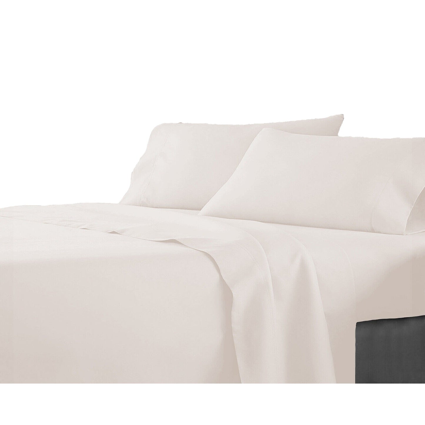 Cream Flat Fitted Sheet Set Bed Single KS Double Queen King