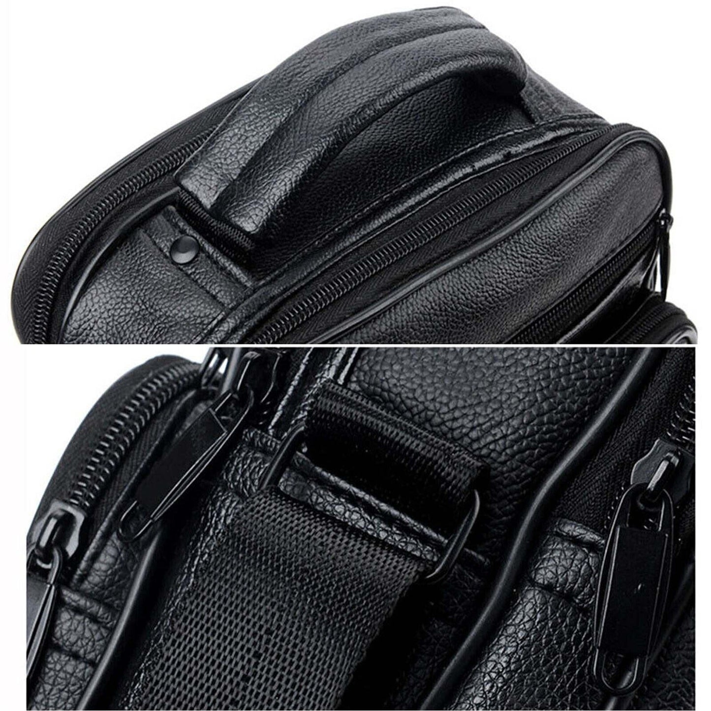 Men Genuine Leather Crossbody Bags Business Shoulder Messenger Backpack