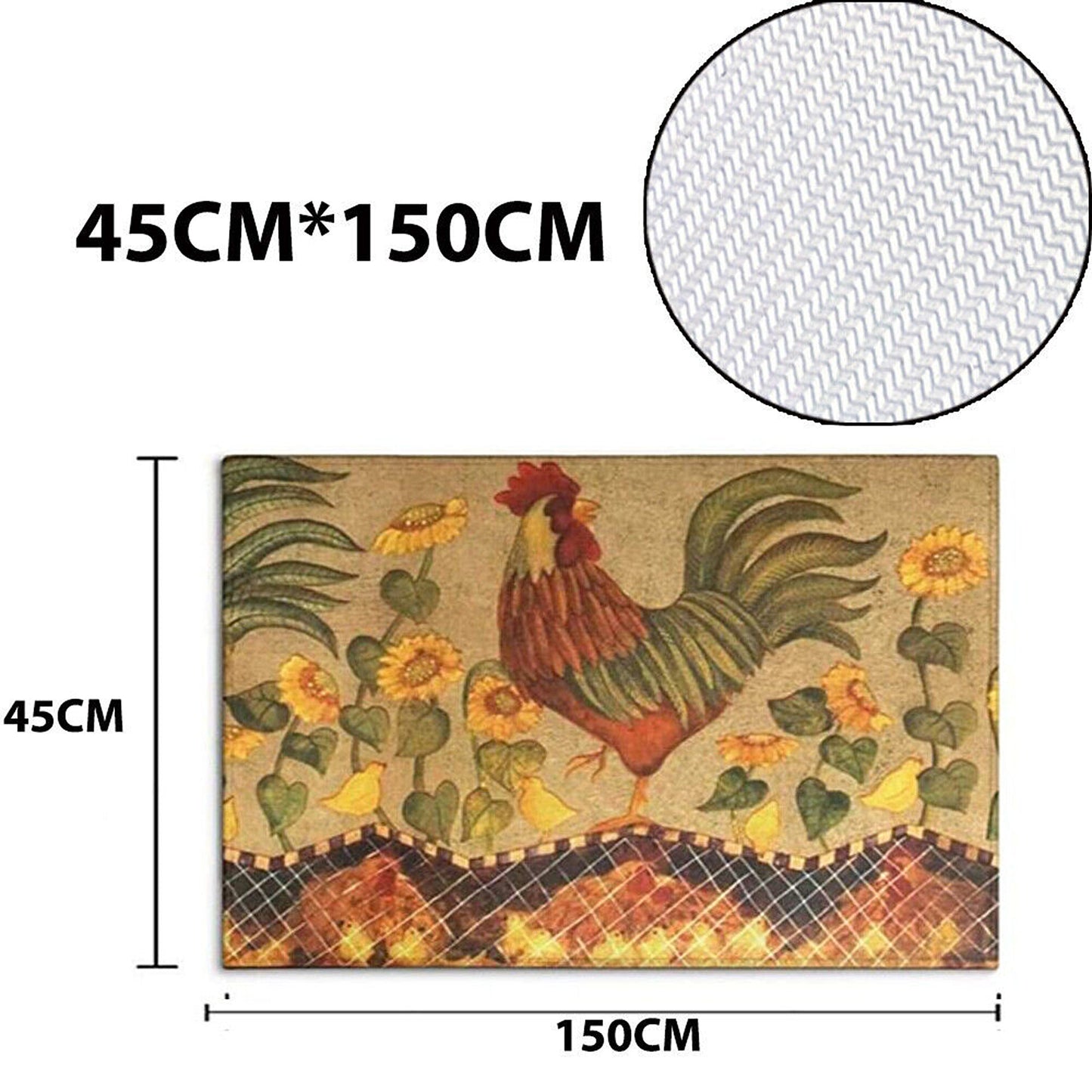 Idyllic Rooster Pattern Comfort Kitchen Mat Set with Rubber Back