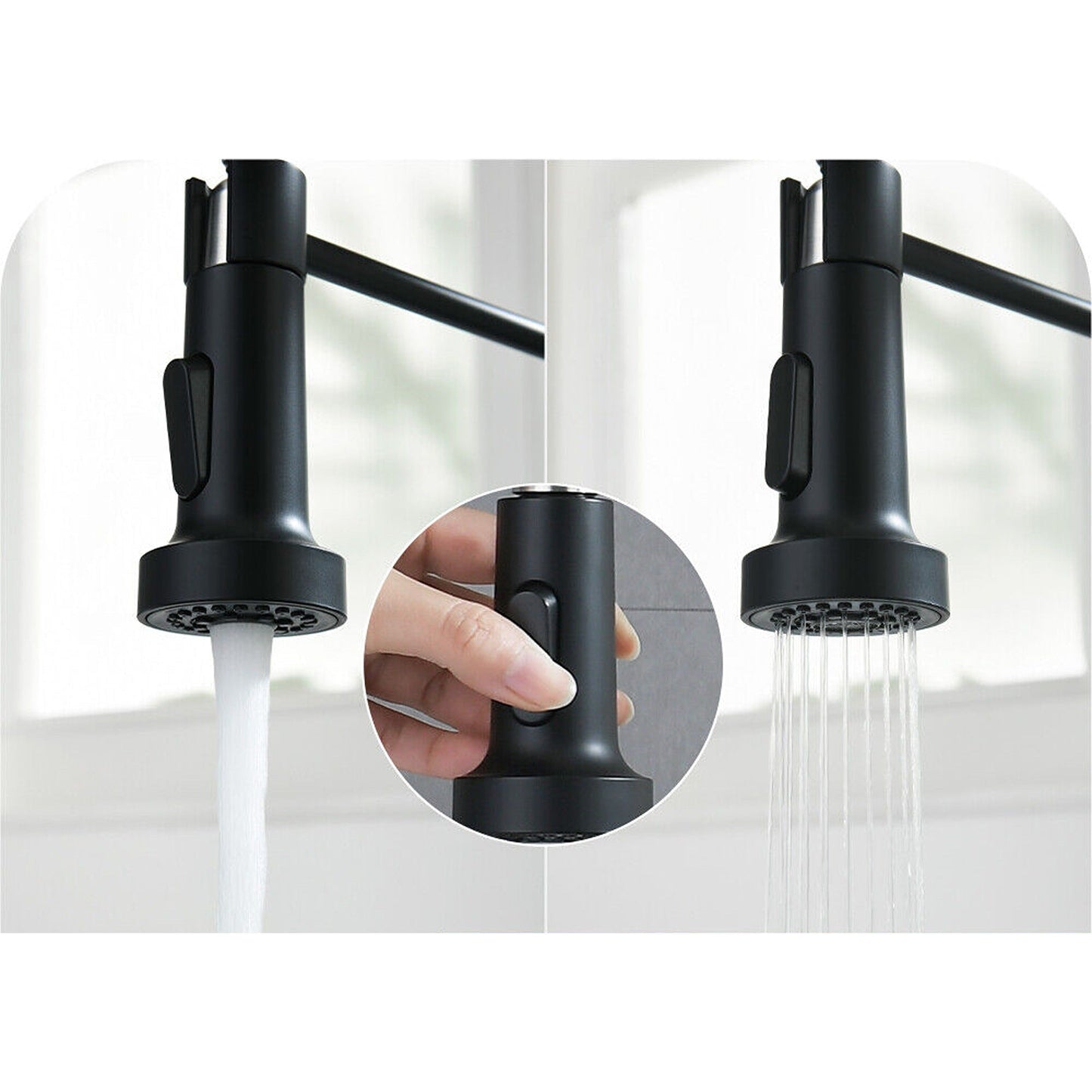 360 Degree Swivel Spout Solid Brass Kitchen Mixer Tap Sink Pull-Out Faucet