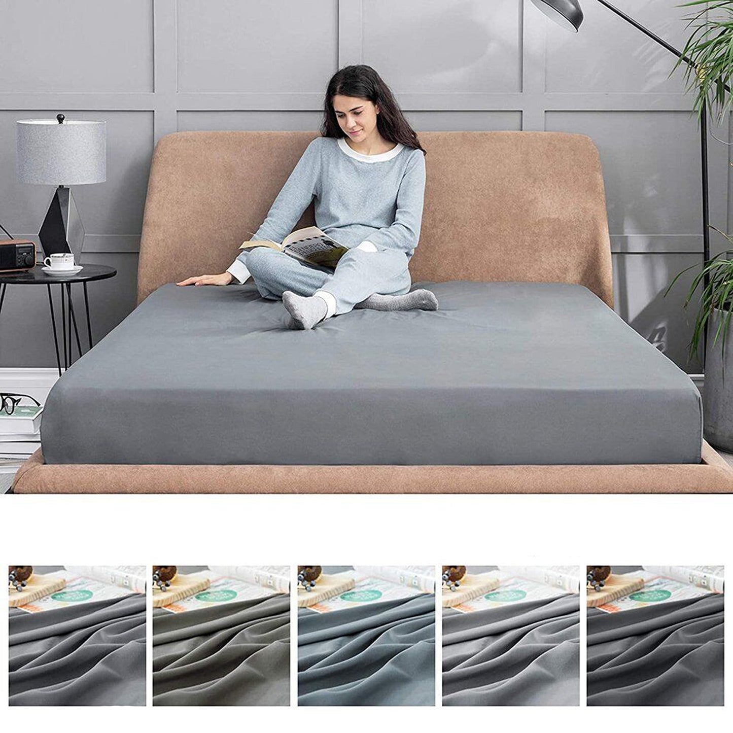Silver Ultra Soft Deep Fitted Sheet Set with Pillowcases