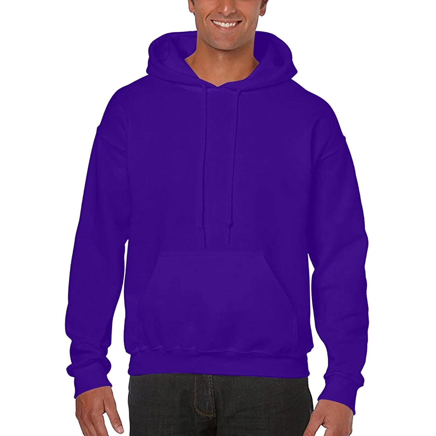 Purple Men Fleece Hooded Sweatshirt Gym Pullover Jumper