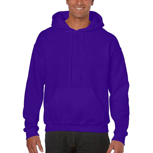 Purple Men Fleece Hooded Sweatshirt Gym Pullover Jumper