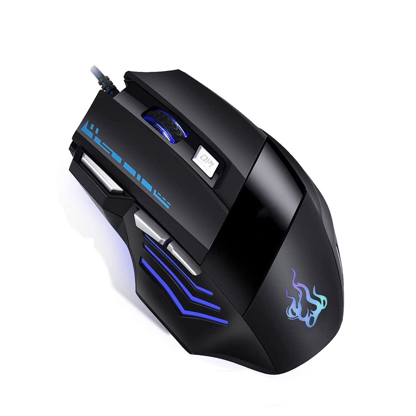 Ergonomic Wired USB Gaming Mouse 7200 DPI LED Optical for PC Mac 7 Button