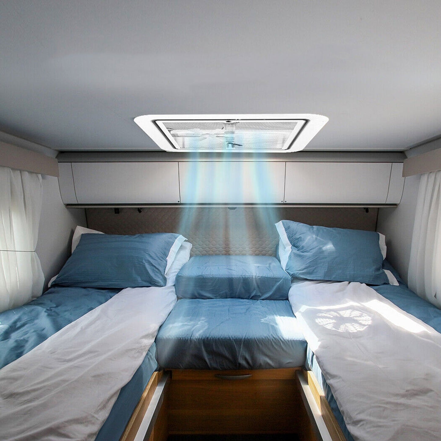 RV Caravan Roof Vent Fan with Flyscreen 12V LED Light Shower Air Hatch