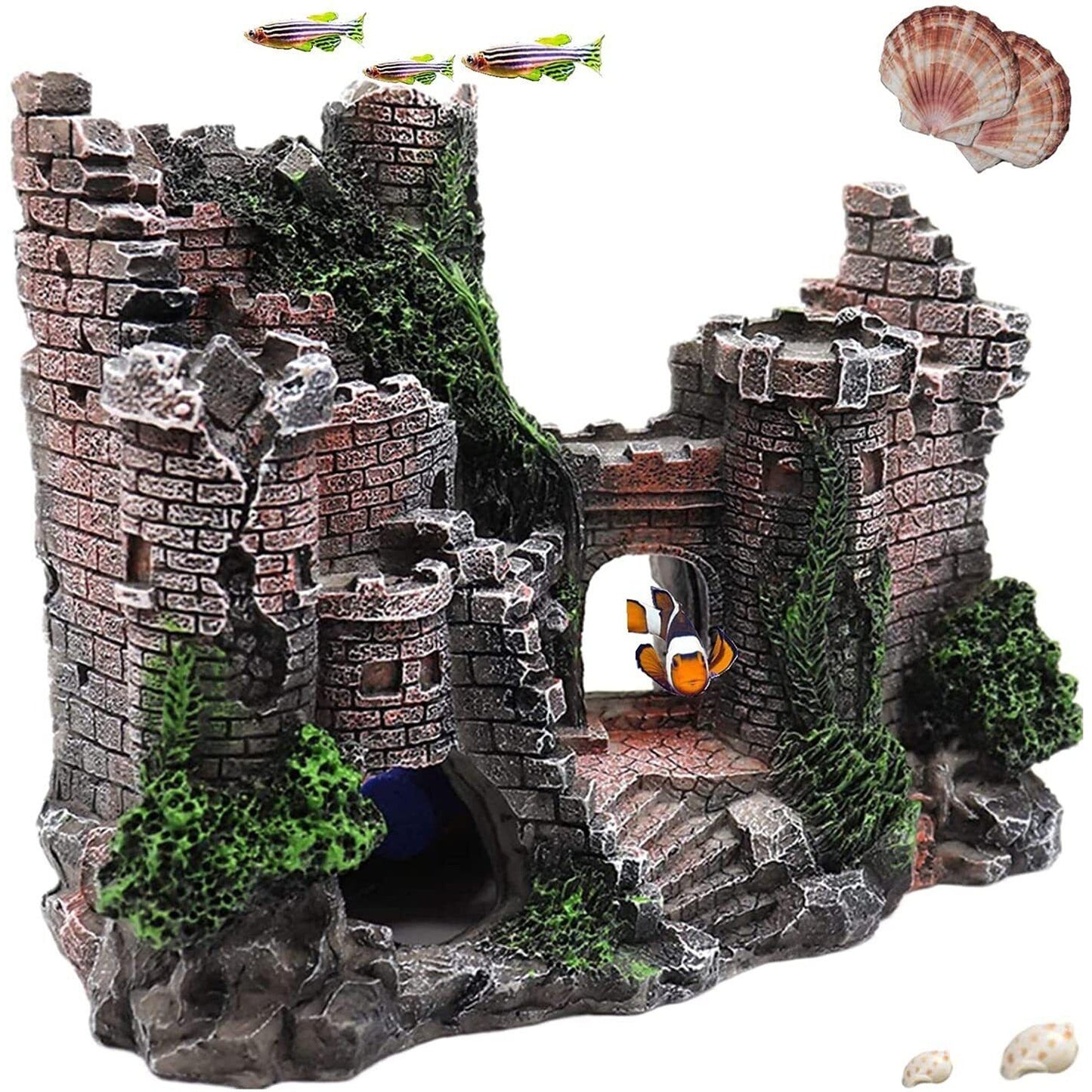 Resin Castle Tower Cave Aquarium Decor for Fish Tank Ornament