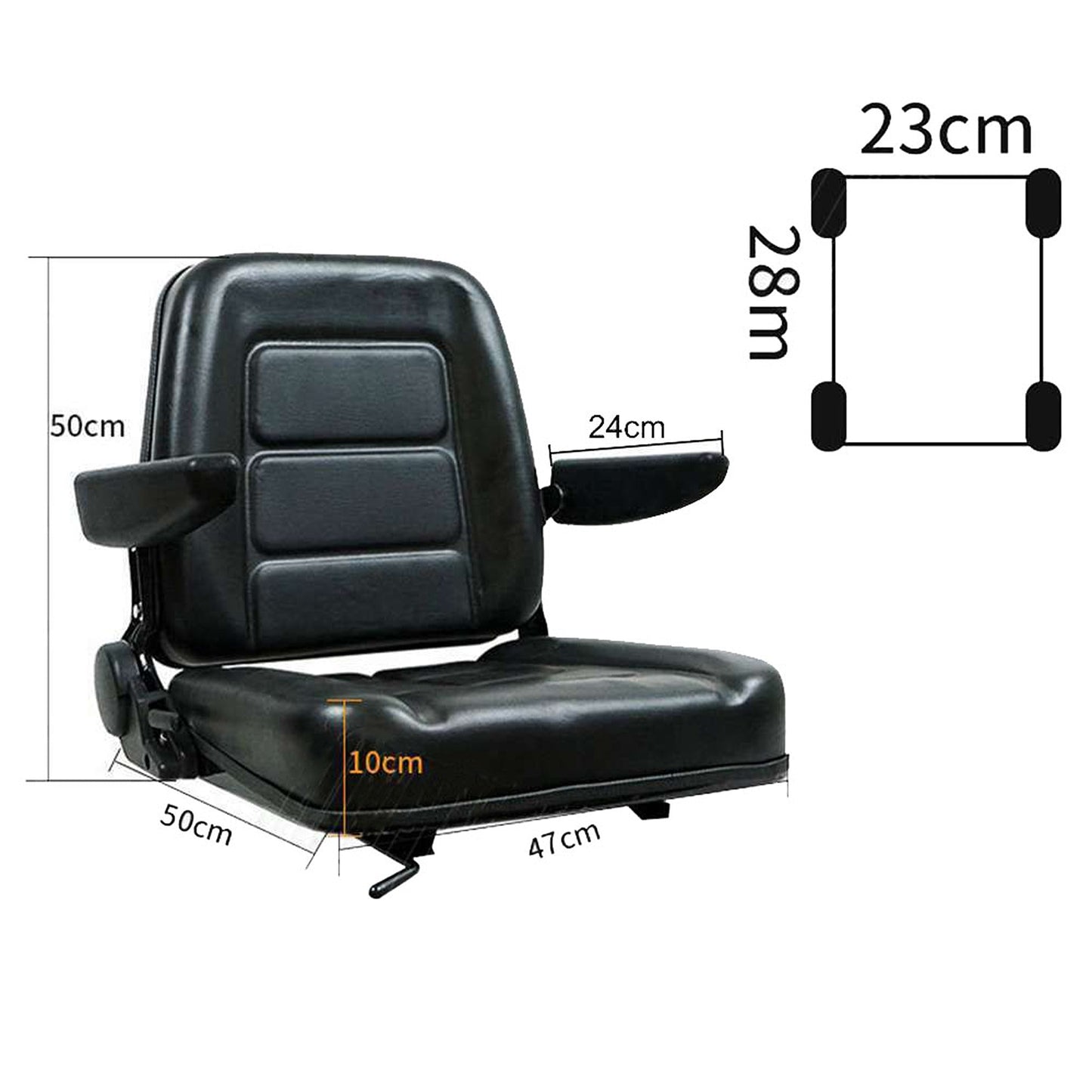 Adjustable Forklift and Tractor Seat with Universal Suspension Backrest