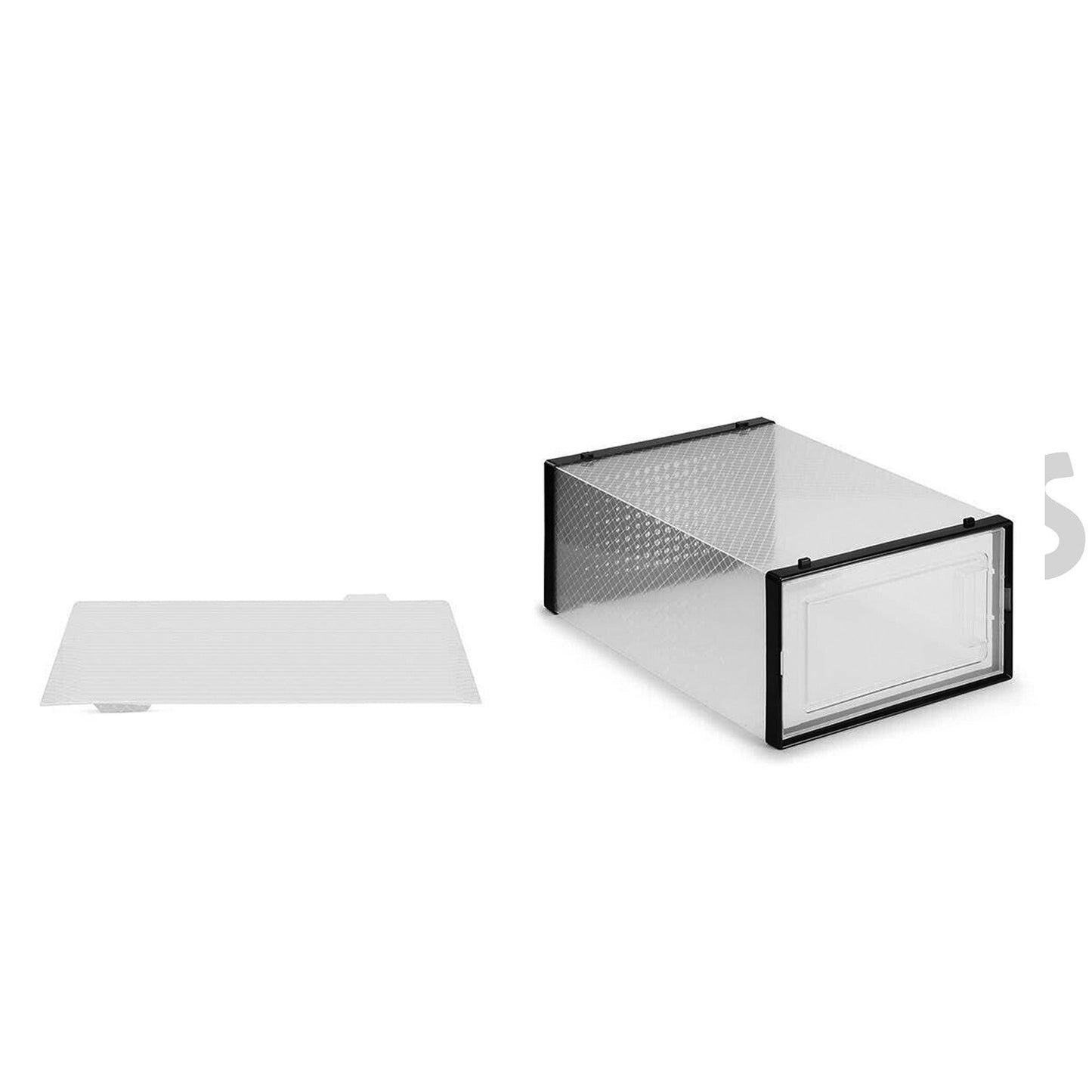Set of Transparent Stackable Shoe Storage Boxes Black Drawers