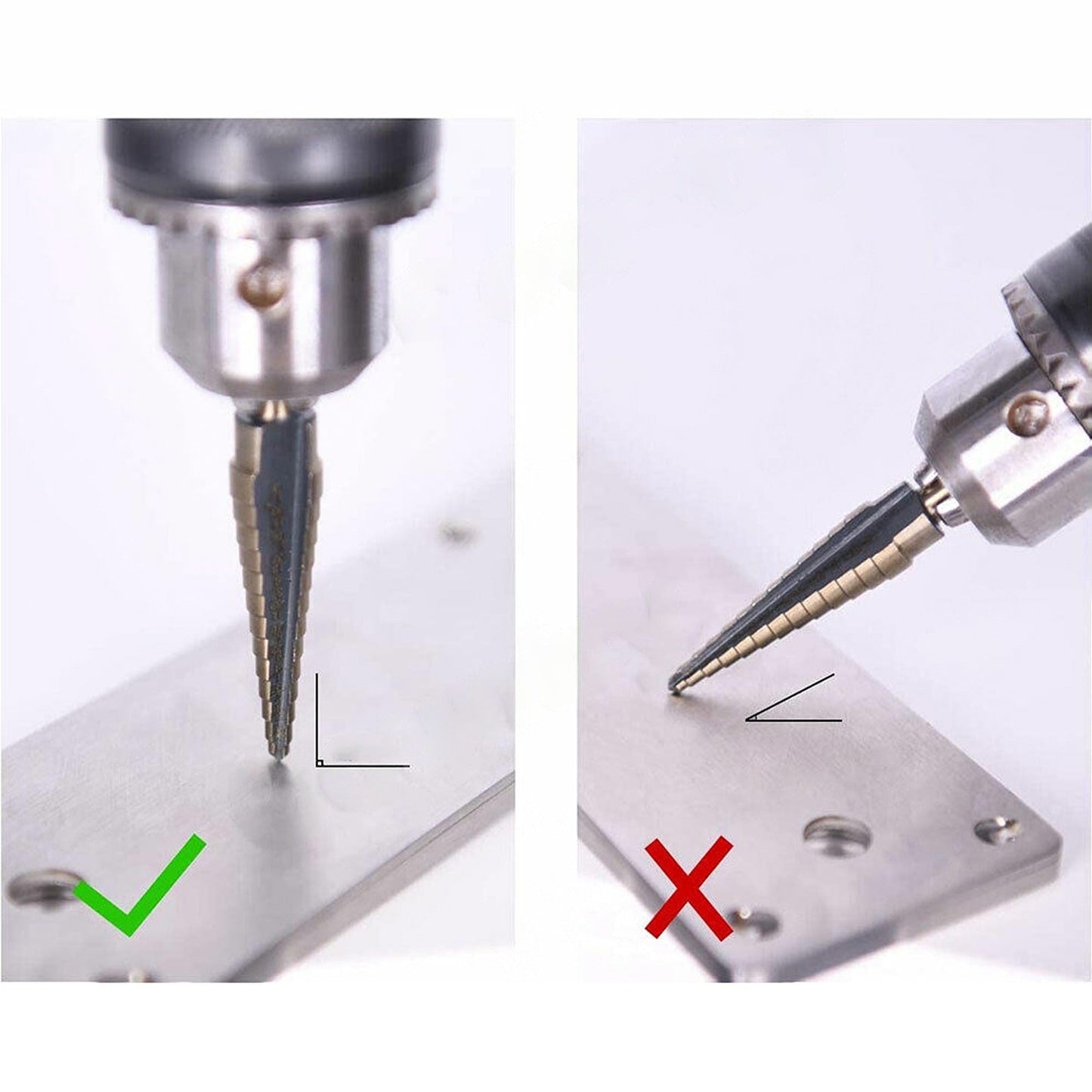 5pcs HSS Step Drill Bit Set Titanium Steel Cone Hole Cutter with Aluminum Case