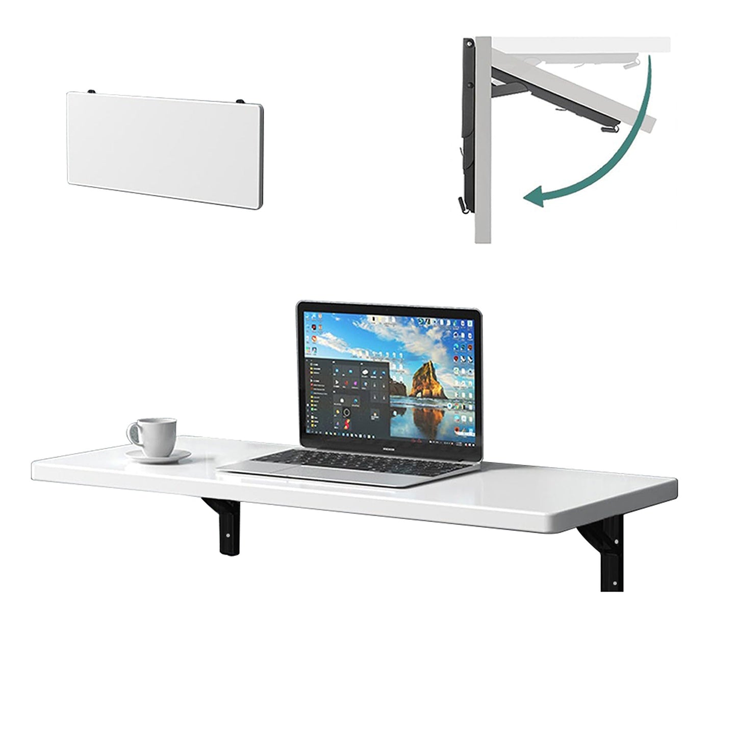 2pcs Black Steel Folding Table Bracket for Wall-Mounted Shelves