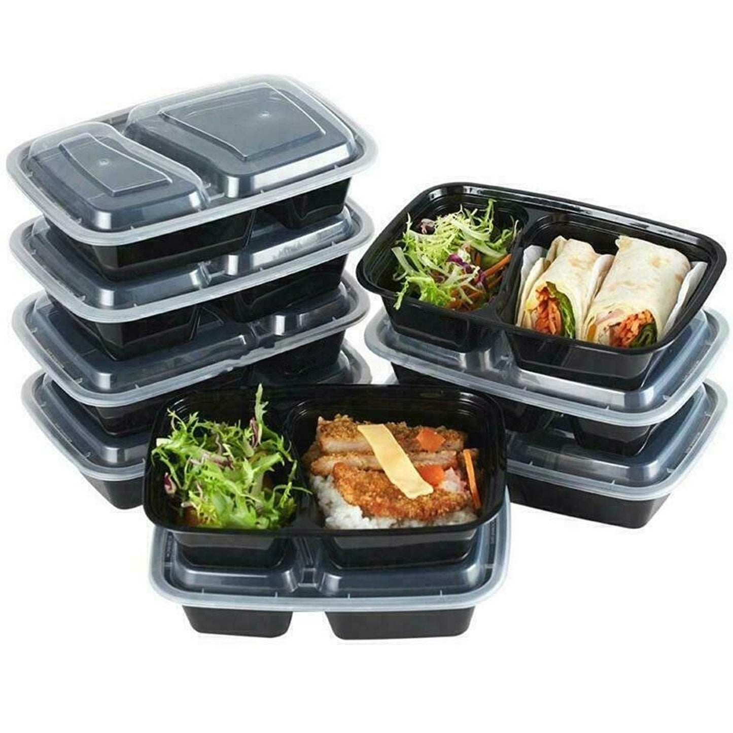Microwavable Plastic Meal Prep Containers Take Away Food Boxes 10 to 30pcs